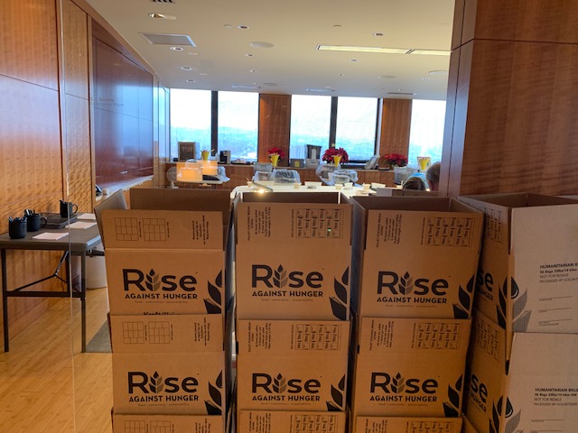 boxes stacked in office